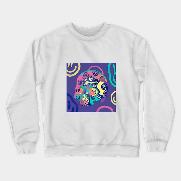 Happy Skull Crewneck Sweatshirt by Laura Mestre